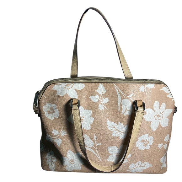 Lauren Ralph Lauren Amberly Dome Beige and White Floral Satchel - Picture 2 of 9